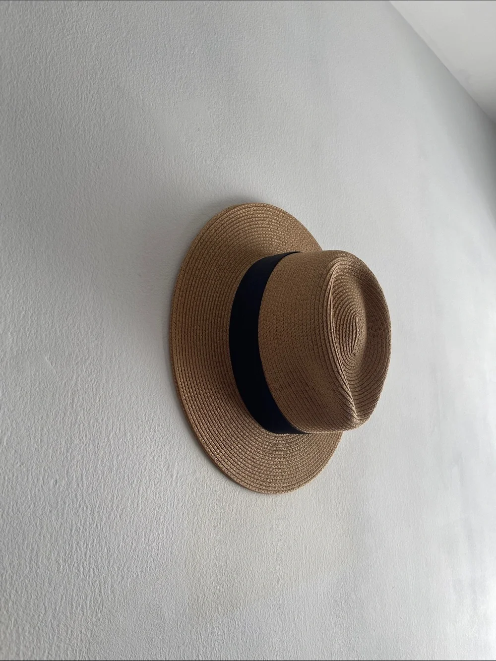 Women's Tan Straw Sun Hat with Black Band